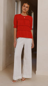 Kai Short Sleeve Top - Red