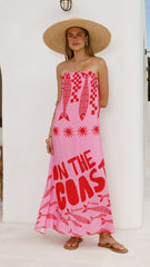 Elidie Strapless Maxi Dress - Pink/Red Tide