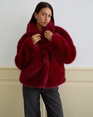Joji Jacket in Faux Fur Cherry