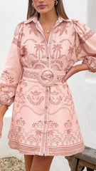 Xander Long Sleeve Mini Dress - Blush