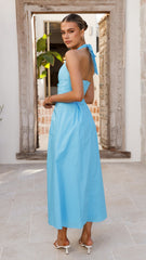 Wesley Halter Neck Maxi Dress - Blue