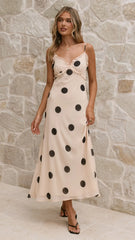 Jianna Maxi Dress - Cream/Black Polka Dot