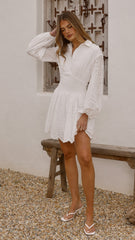Brittney Long Sleeve Mini Dress - White