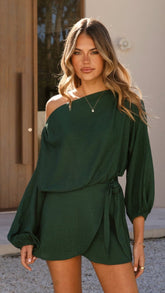 Katara Off Shoulder Top - Emerald Green