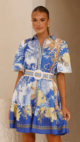 Kalliope Mini Dress - Blue Doll