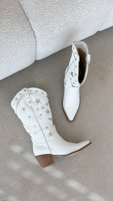 Dollie Boots - White-Gold Metallic