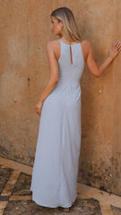 Genevieve Boat Neck Maxi Dress - Blue