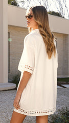Halia Mini Shirt Dress - White