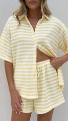 Romi Shirt and Shorts Set - Yellow Stripe