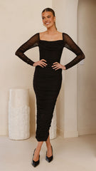 Kylie Maxi Dress Long Sleeve - Black