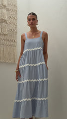 Lavina Maxi Dress - Blue/White