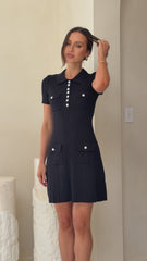 Taylah Collared Mini Dress - Black