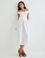 Tamashi Off the Shoulder Maxi Dress in White