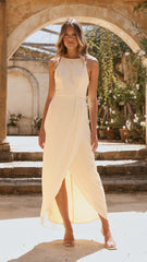 Genevieve Boat Neck Maxi Dress - Yellow