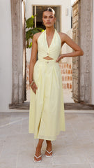 Wesley Halter Neck Maxi Dress - Yellow