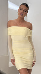 Isadora Off Shoulder Mini Dress - Yellow