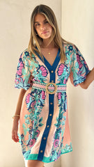 Dali Mini Dress - Island Bloom Pink