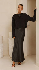 Zala Cropped Knit Sweater - Black