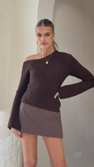 Ellira Long Sleeve Knit Top - Chocolate