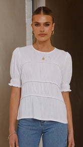 Kai Short Sleeve Top - White