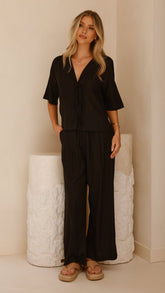 Lexi Linen Pants - Black