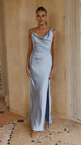 Iris Asymmetrical Maxi Dress - Blue