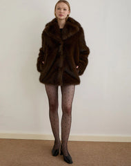 Pepita Jacket in Faux Fur Dark Brown