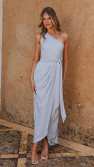 Clara One Shoulder Maxi Dress - Blue