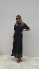 Saisha Crochet Maxi Dress - Black