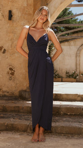 Charlotte Draped Maxi Dress - Navy