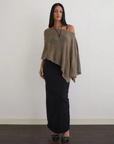Maliha Poncho in Sheer Knit Taupe