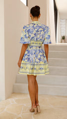 Kalliope Mini Dress - Blue/Yellow