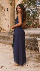 Pamela V Neck Maxi Dress - Navy