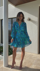 Jazmyn Mini Dress - Blue Multi