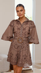 Xander Long Sleeve Mini Dress - Espresso