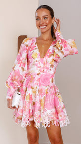 Felicity Mini Dress - Pink Floral