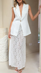 Indah Oversized Vest and Lace Maxi Skirt - White