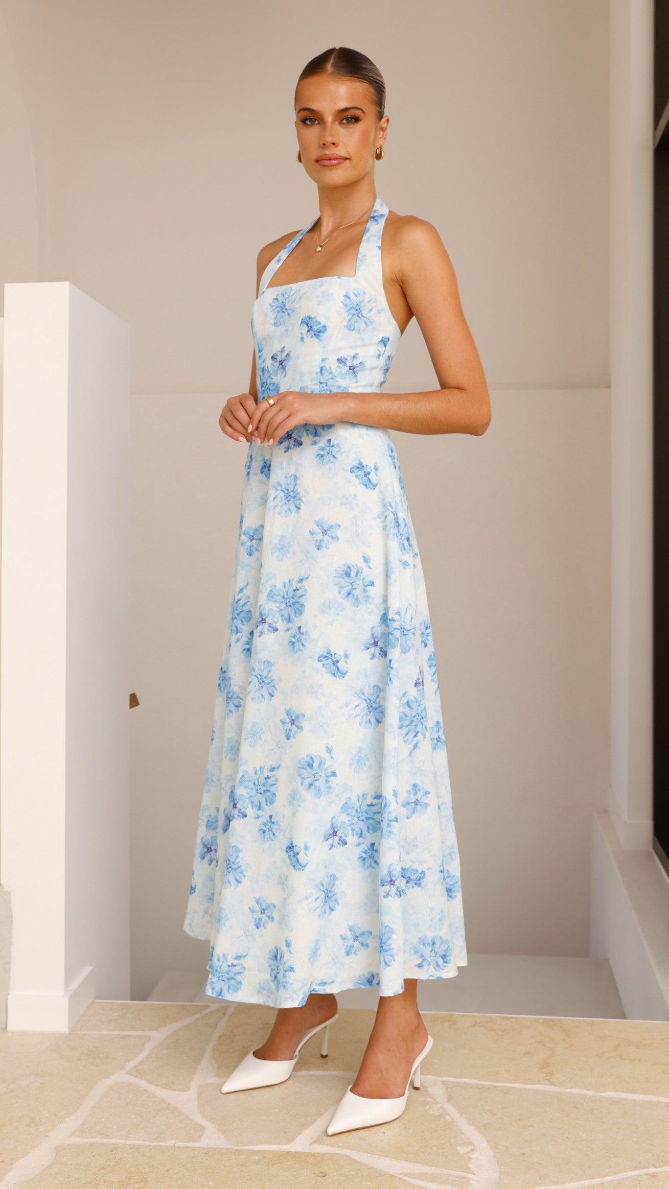 Mady Maxi Dress - Blue Floral