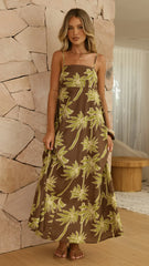 Marcel Maxi Dress - Brown/Green Palm