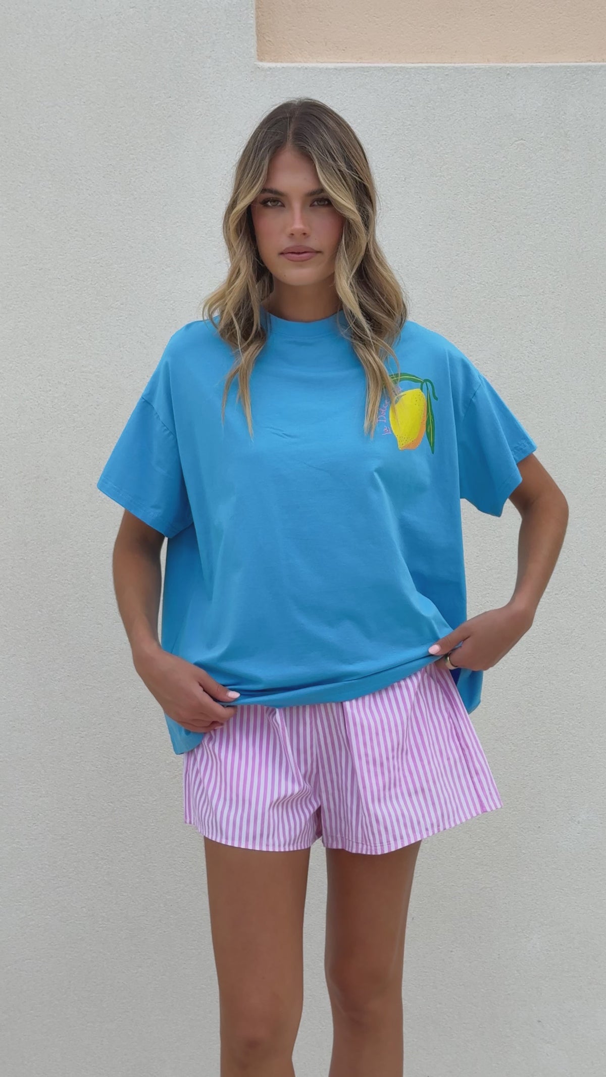 Limoncello Top and Shorts Set - Blue/Pink