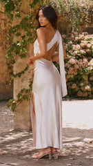 Halle One Shoulder Maxi Dress - Champagne