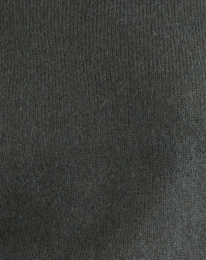 Grisha Long Sleeve Knit Top in Grey Smokey Green