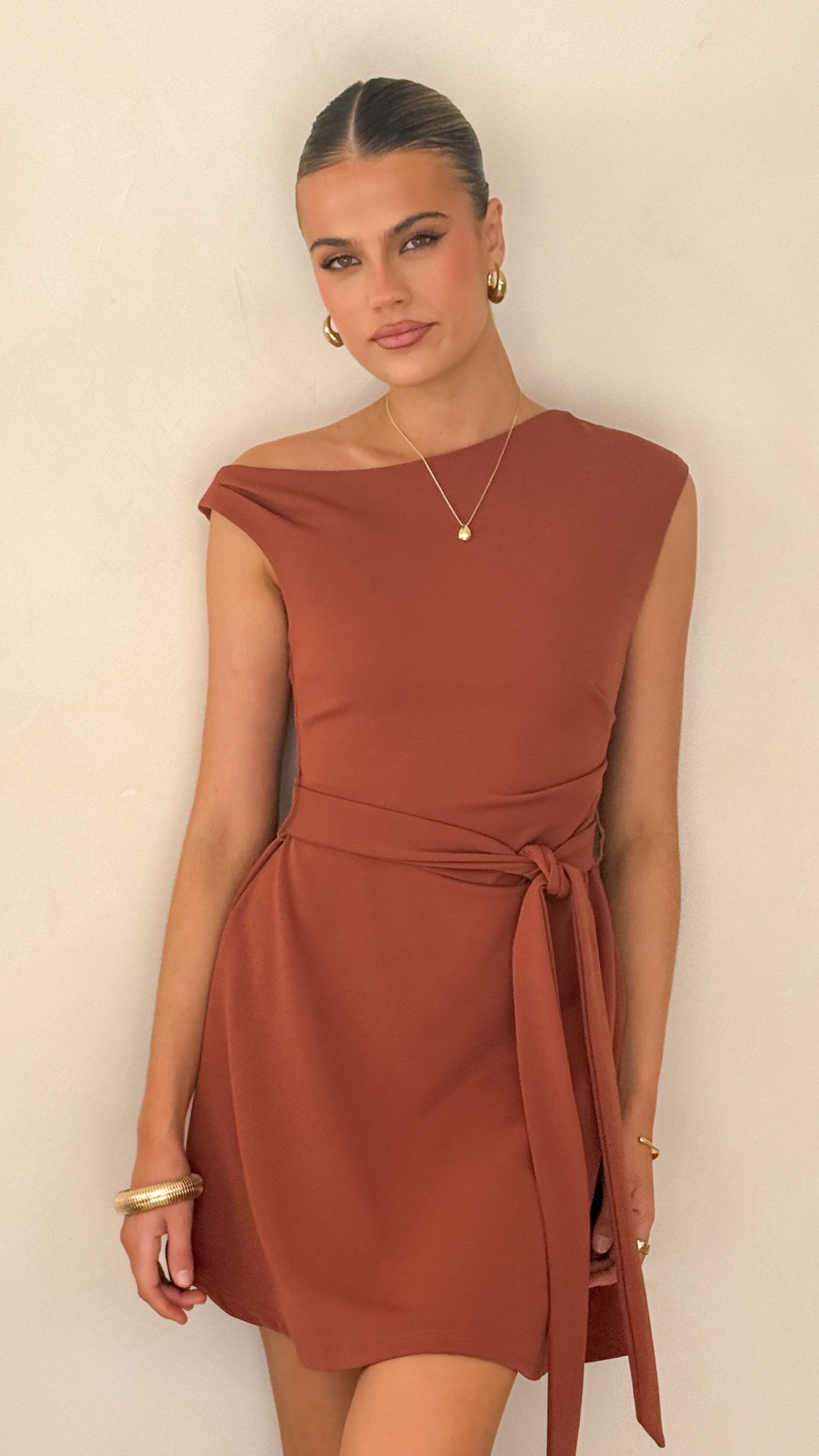 Gem Mini Dress - Brown