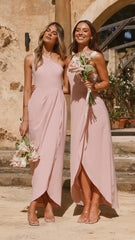 Genevieve Boat Neck Maxi Dress - Dusty Pink