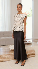 Kienna Top - Cream/Black Polka Dot