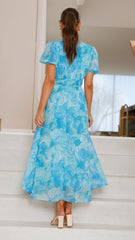 Talma Maxi Dress - Blue Floral