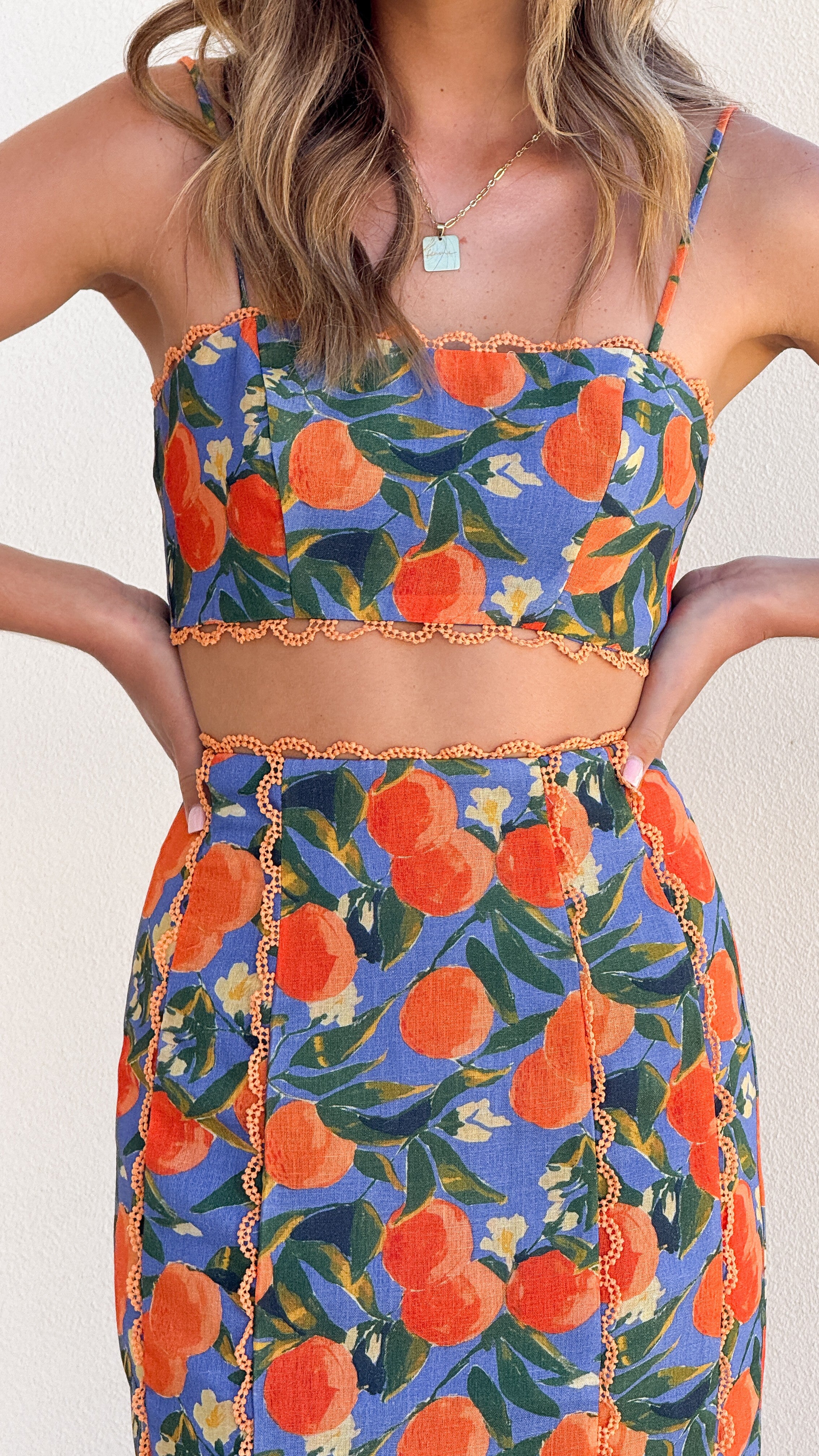 Nova Crop Top - Orange Print