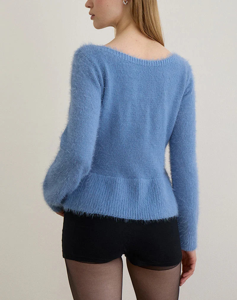 Mizuki Top in Knit Dusty Blue