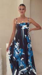 Kaethe Maxi Dress - Black/Blue