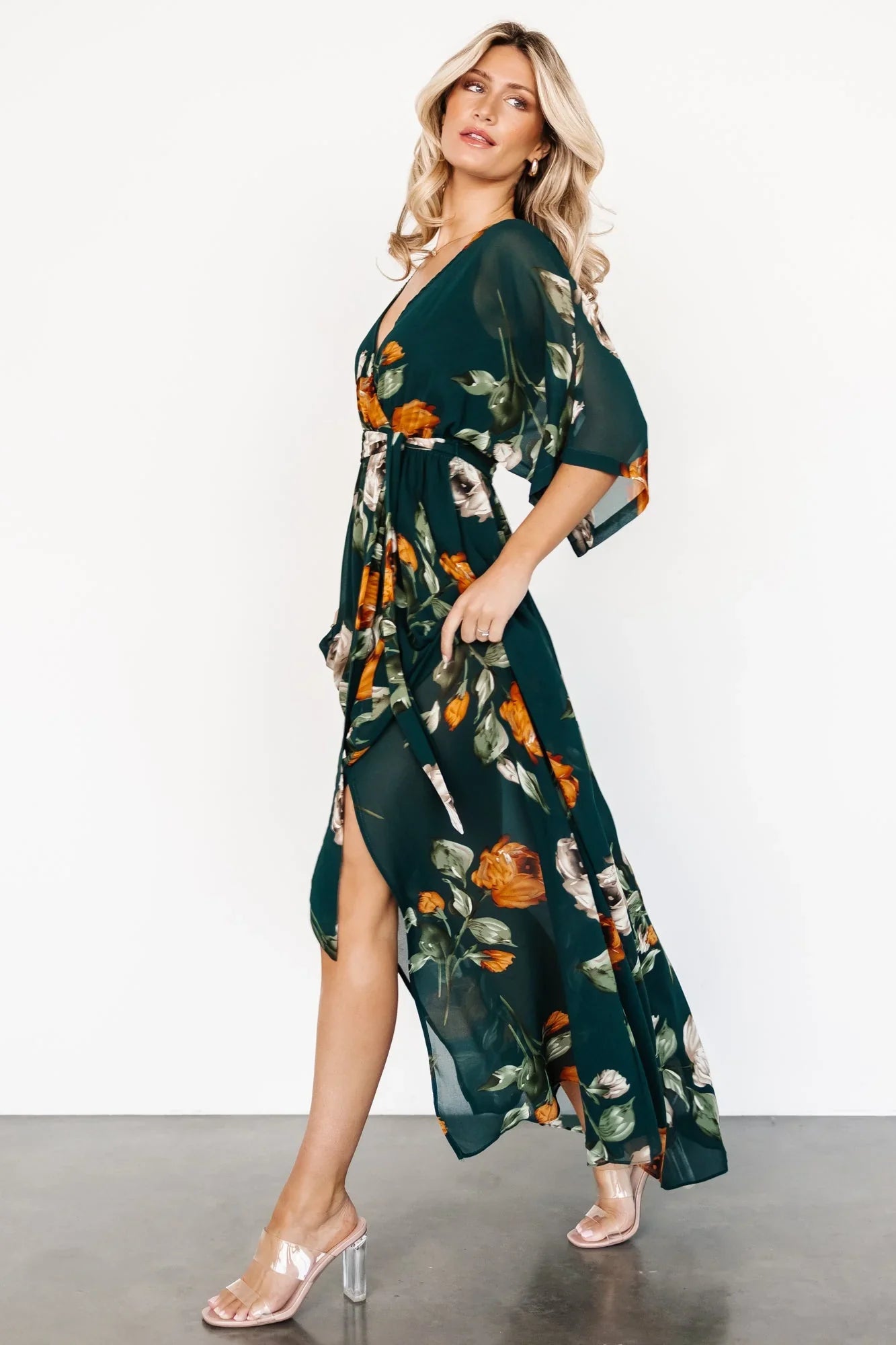 Kia Kimono Maxi Dress | Deep Topaz Floral